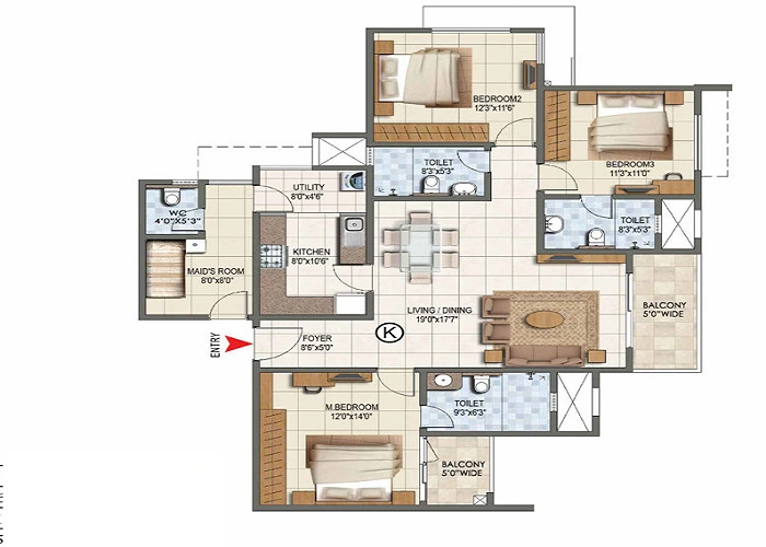 Featured Image of Brigade Eternia 3 BHK Apartment Floor Plan